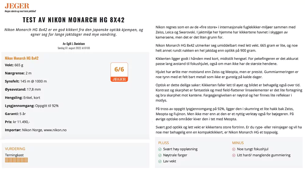 Nikon Monarch HG 8×42 – Håndkikkert - Image 5