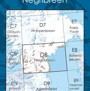 D8 Negribreen 1:100 000 – Svalbardkart – Lnr 8830